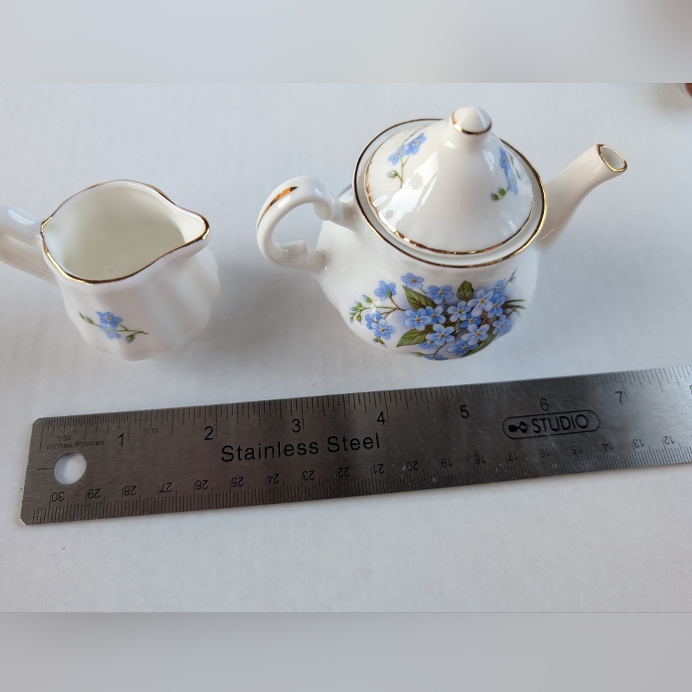 Floral White and Blue Teapot Set